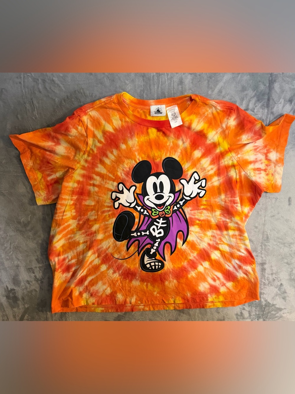 Disney Mickey Mouse Halloween Tie-Dye Orange T-Shirt, 1X